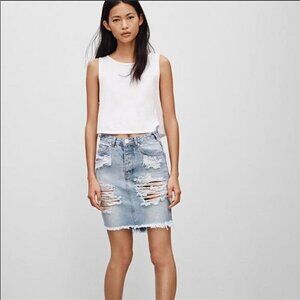 One Teaspoon 2020 High Waist Long Rise Super Fitted Mid Length Denim Skirt